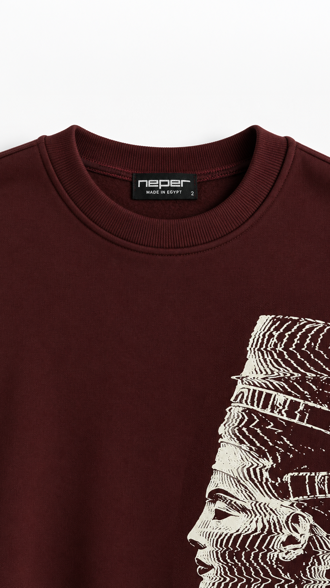 Akhen Glitch Oversize Sweatshirt — Burgundy — Akhen Glitch Oversize Sweatshirt - Burgundy - 02 Detail.png