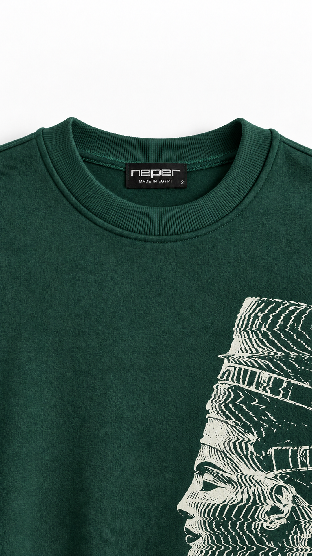 Akhen Glitch Oversize Sweatshirt — Forest Green — Akhen Glitch Oversize Sweatshirt - Forest Green - 02 Detail.png