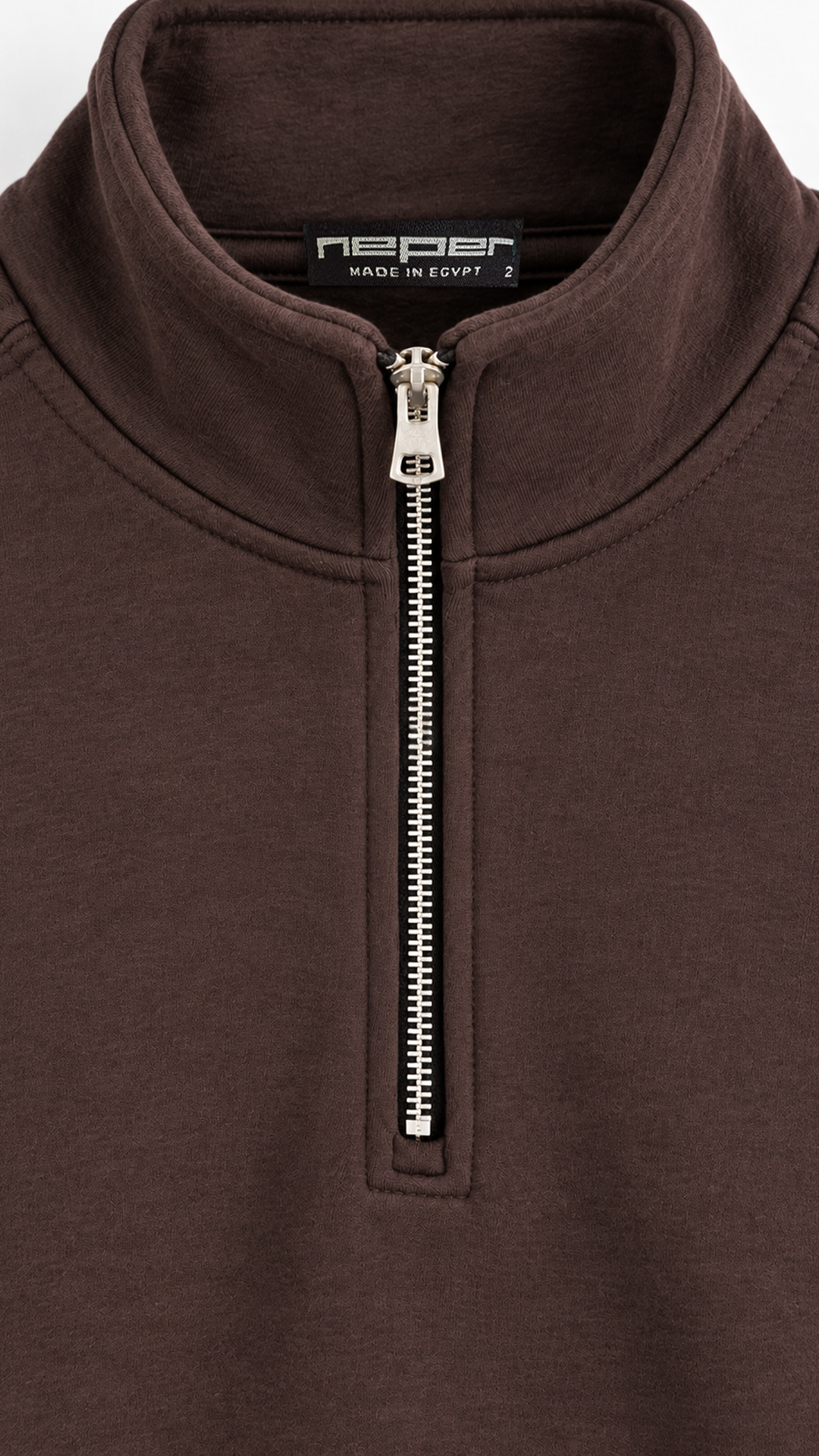 Essential Oversize Quarter Zip — Brown — Essential Oversize Quarter Zip - Brown - 02 Detail.png