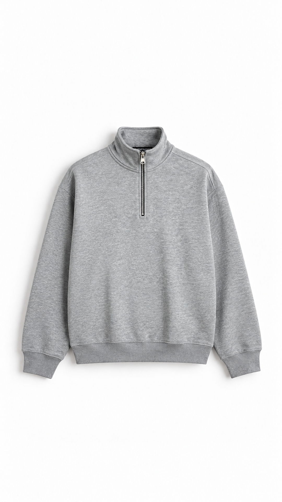Essential Oversize Quarter Zip — Grey — Essential Oversize Quarter Zip - Grey - 01 Front.png