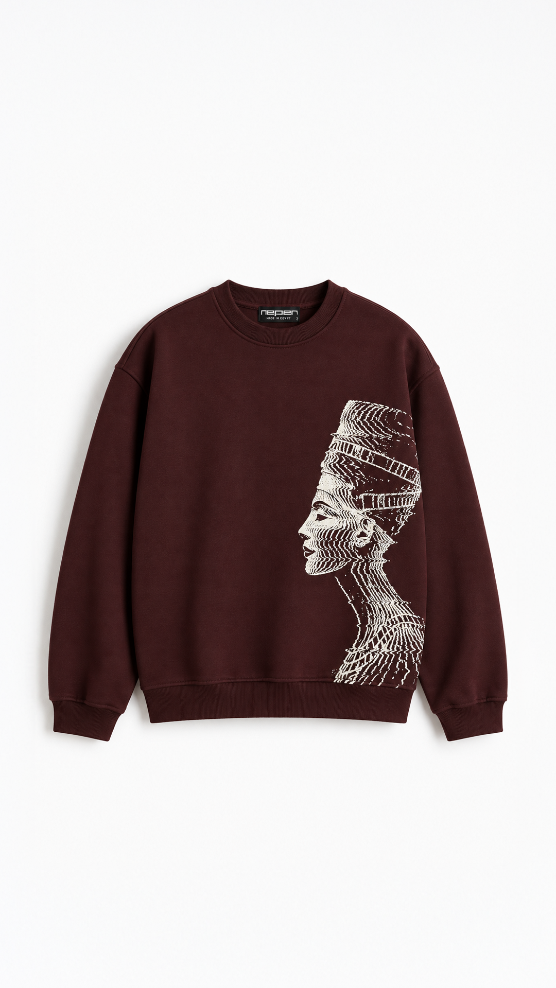 Akhen Glitch Oversize Sweatshirt — Burgundy — Akhen Glitch Oversize Sweatshirt - Burgundy - 01 Front.png