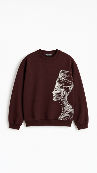 Akhen Glitch Oversize Sweatshirt — Burgundy — Akhen Glitch Oversize Sweatshirt - Burgundy - 01 Front.png