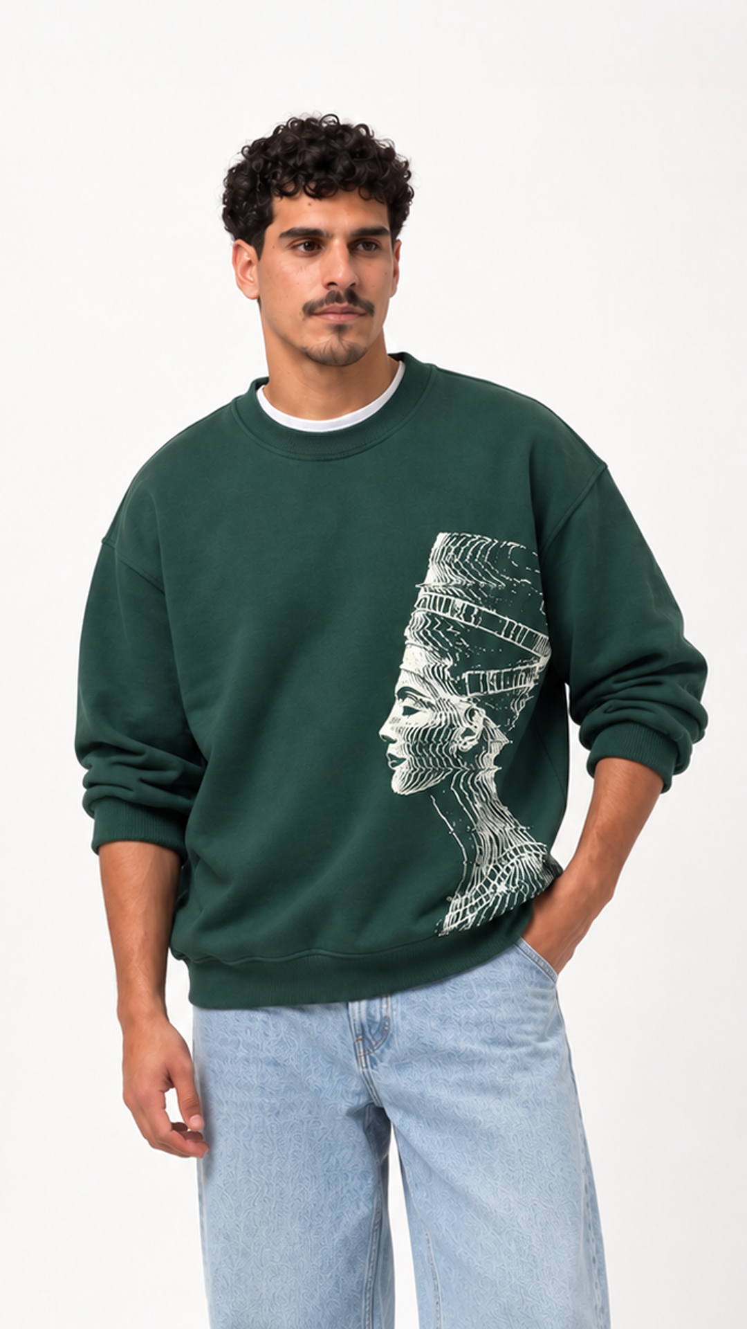 Akhen Glitch Oversize Sweatshirt — Forest Green — Artboard 88.png