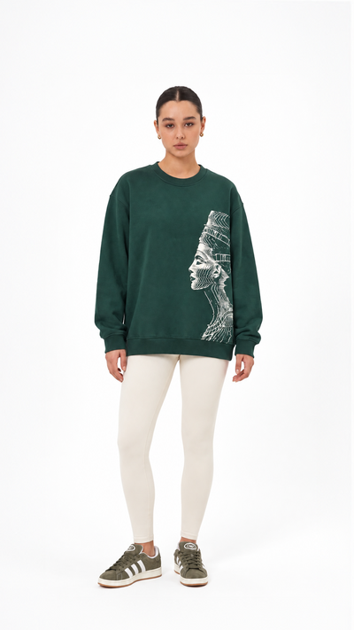 Akhen Glitch Oversize Sweatshirt — Forest Green — Artboard 87.png