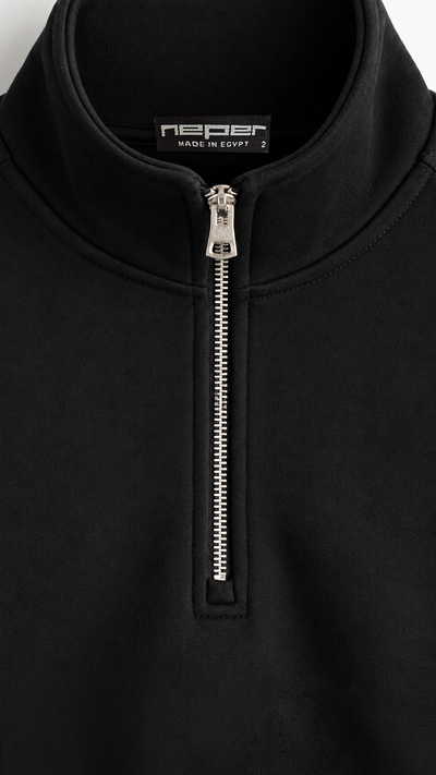 Essential Oversize Quarter Zip — Black — Essential Oversize Quarter Zip - Black - 02 Detail.png