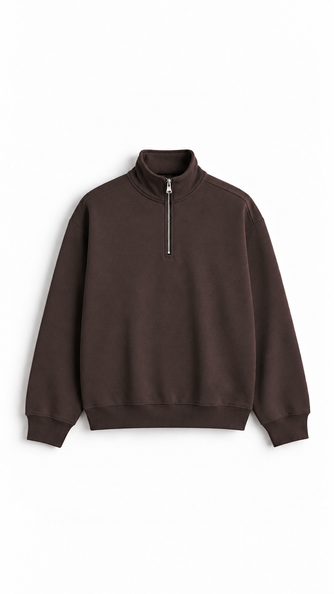 Essential Oversize Quarter Zip — Brown — Essential Oversize Quarter Zip - Brown - 01 Front.png