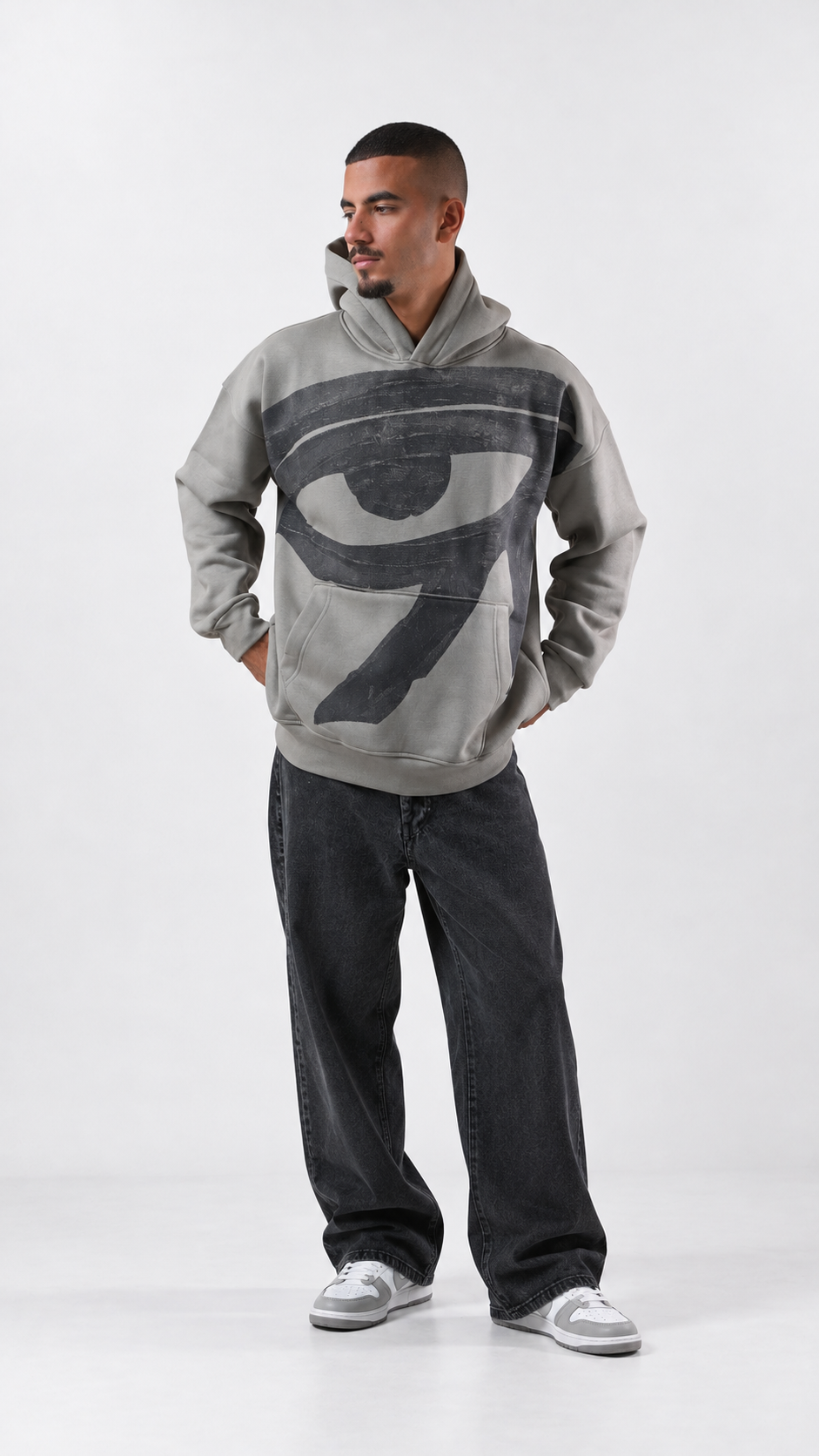 Eye of Ra Oversize Hoodie - Ash Grey - 01