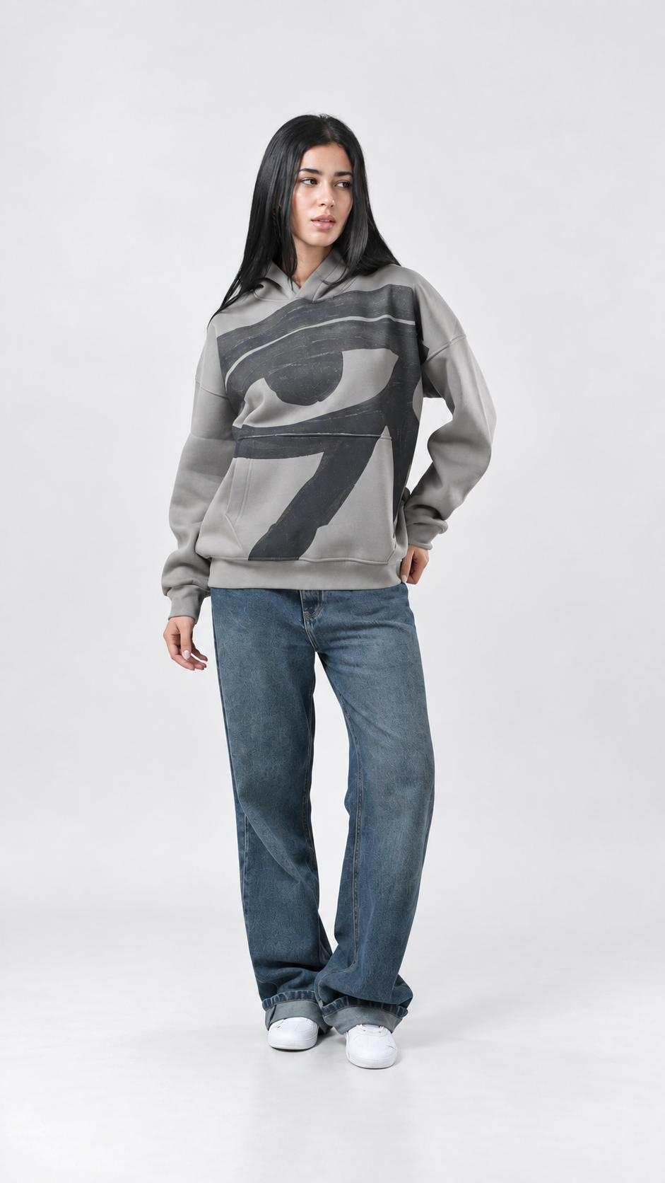 Eye of Ra Oversize Hoodie - Ash Grey - 03