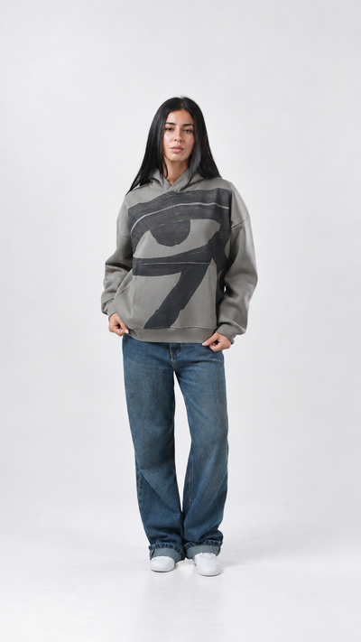 Eye of Ra Oversize Hoodie - Ash Grey - 04